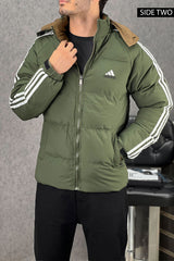 Adds Strip Arm Double Sided Imported Puffer Jacket In Green