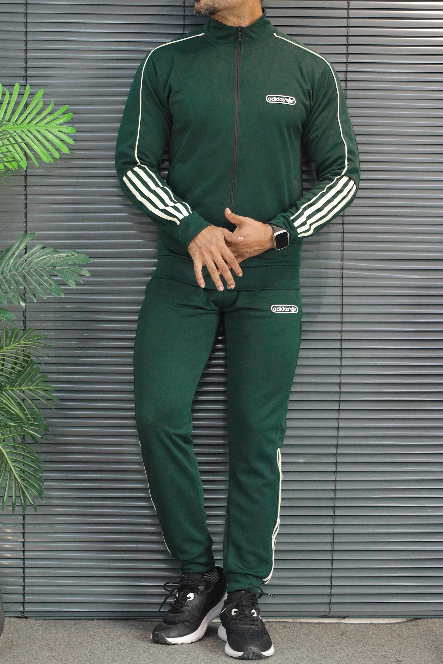 Adds Tipped Stripes Track Zipper Men's Co-Ord Set