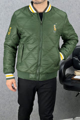 Rph Lren Polo Rib Collar Imported Puffer Jacket In Green