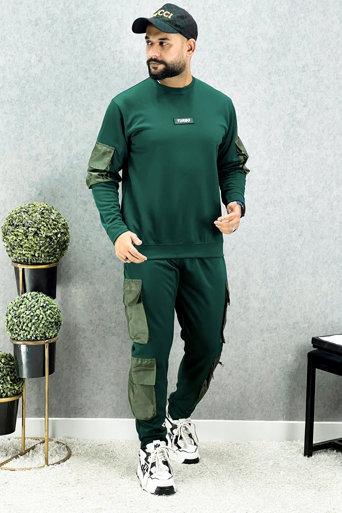 Turbo 6 Pocket Style Men Round Neck Tracksuit