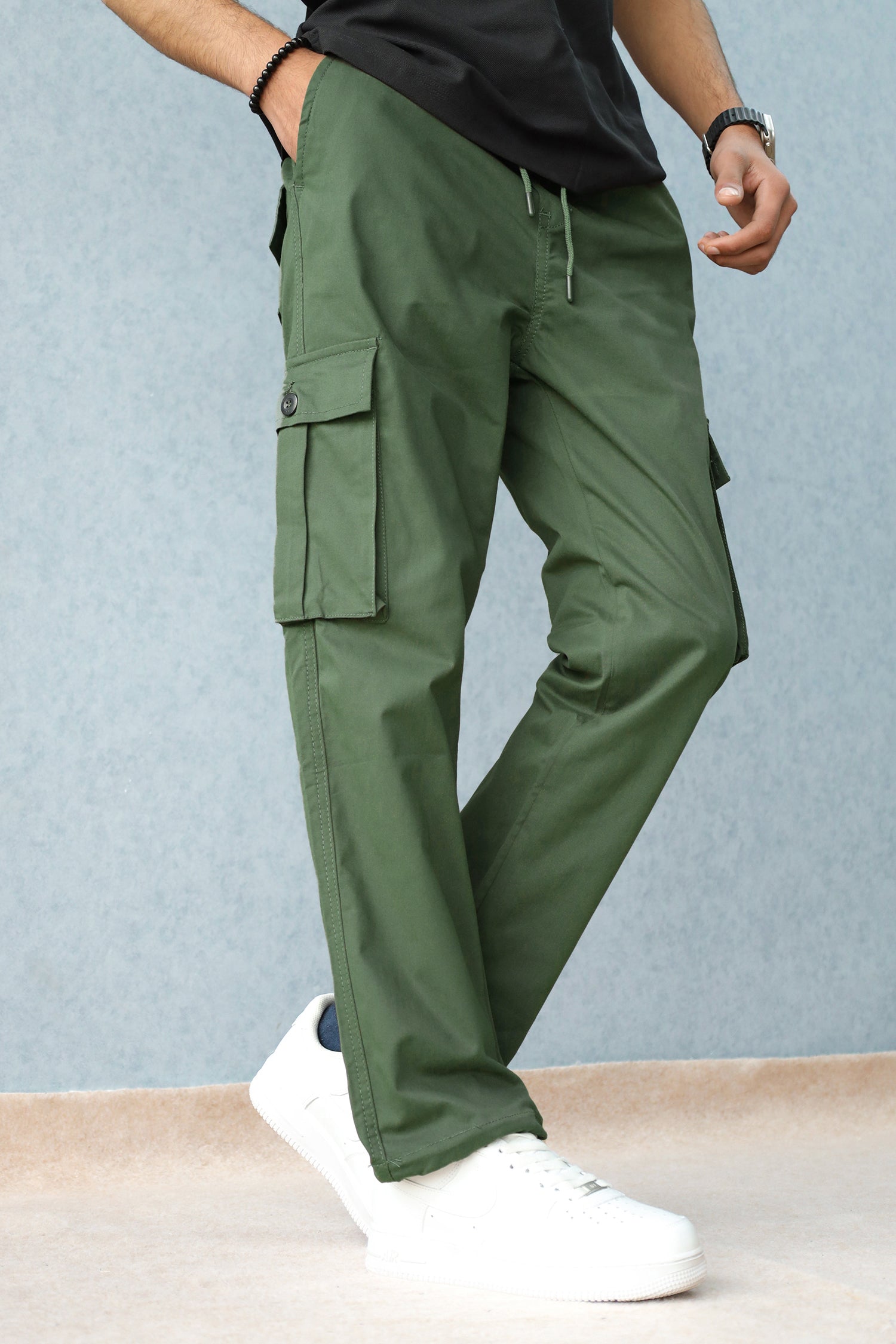 Turbo Loose Bottom Cargo Trouser In Green
