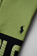 Rph Lren Classic Short Striped Zip Style Men's Polo Shirt In Green