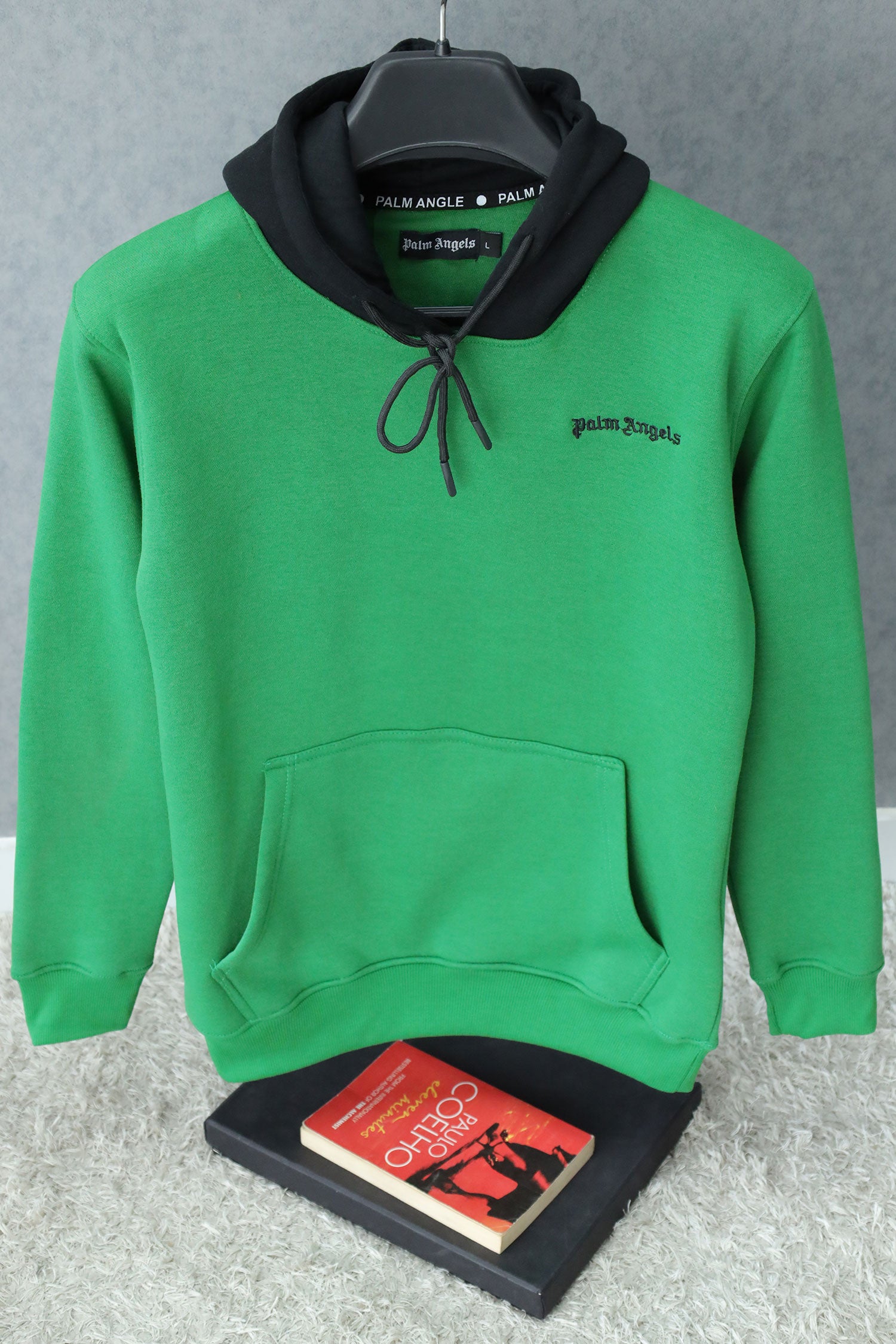 Plm Angl Contrast Tone Cap Fleece Hoodie In Green