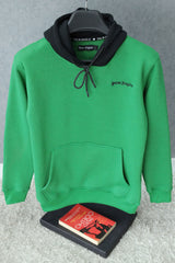 Plm Angl Contrast Tone Cap Fleece Hoodie In Green