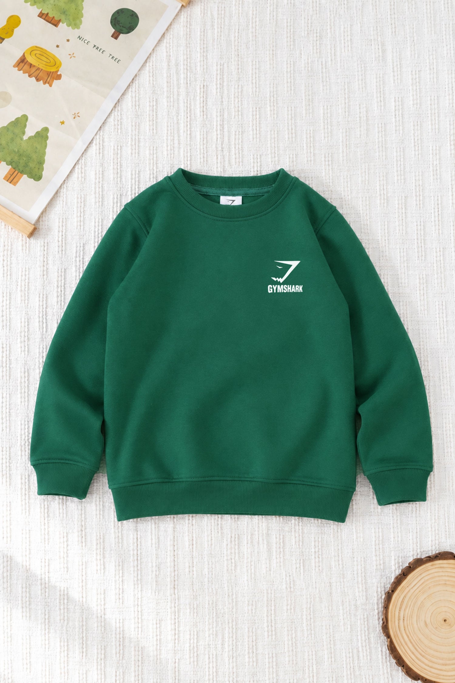 Gym Shrk Legacy Round Neck Kid's Sweatshirt In Green