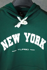 Turbo NY Aplic Print Fleece Hoodie In Green