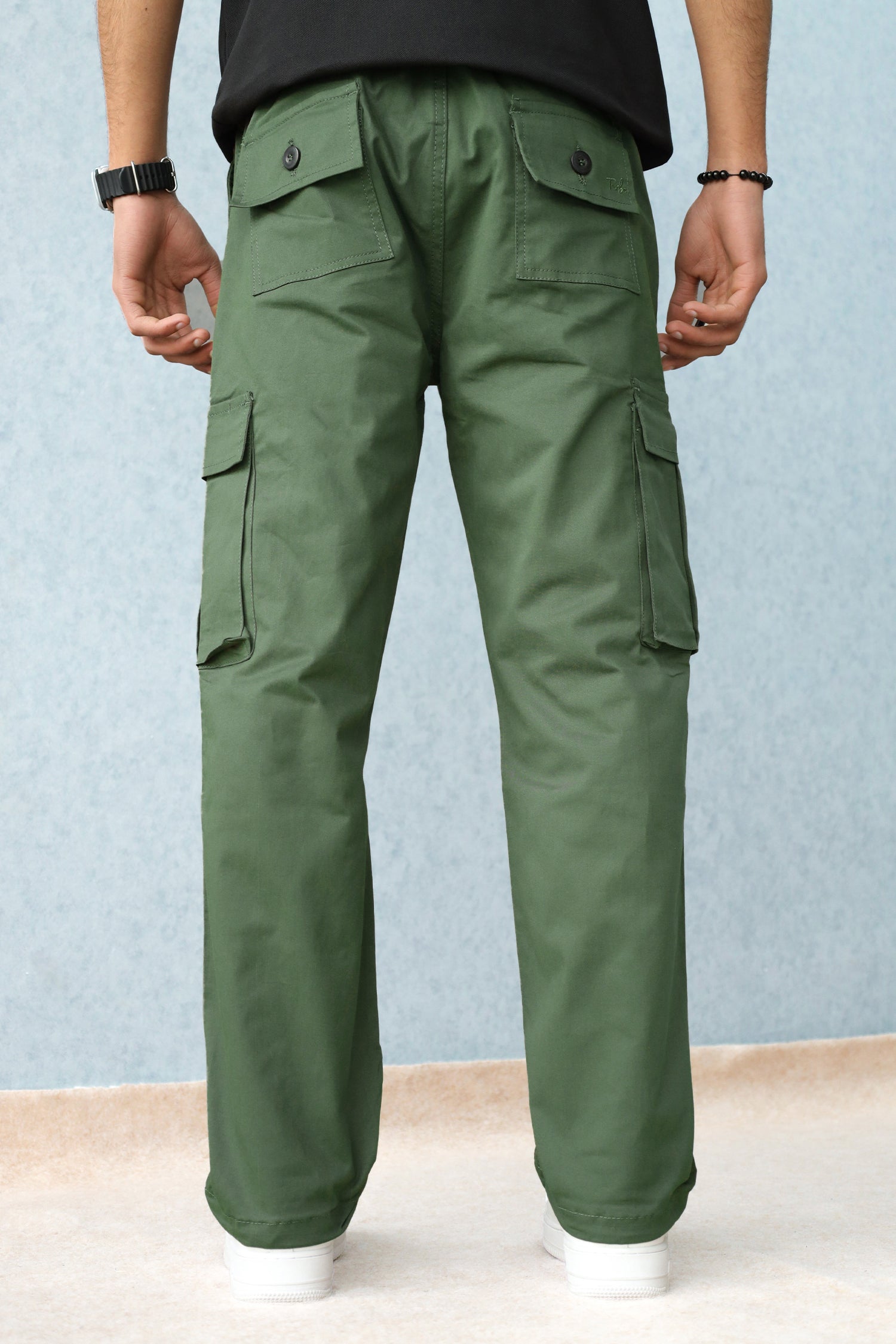 Turbo Loose Bottom Cargo Trouser In Green
