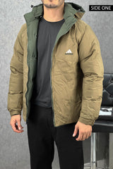 Adds Strip Arm Double Sided Imported Puffer Jacket In Green