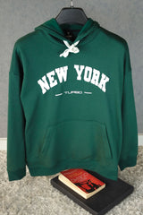 Turbo NY Aplic Print Fleece Hoodie In Green