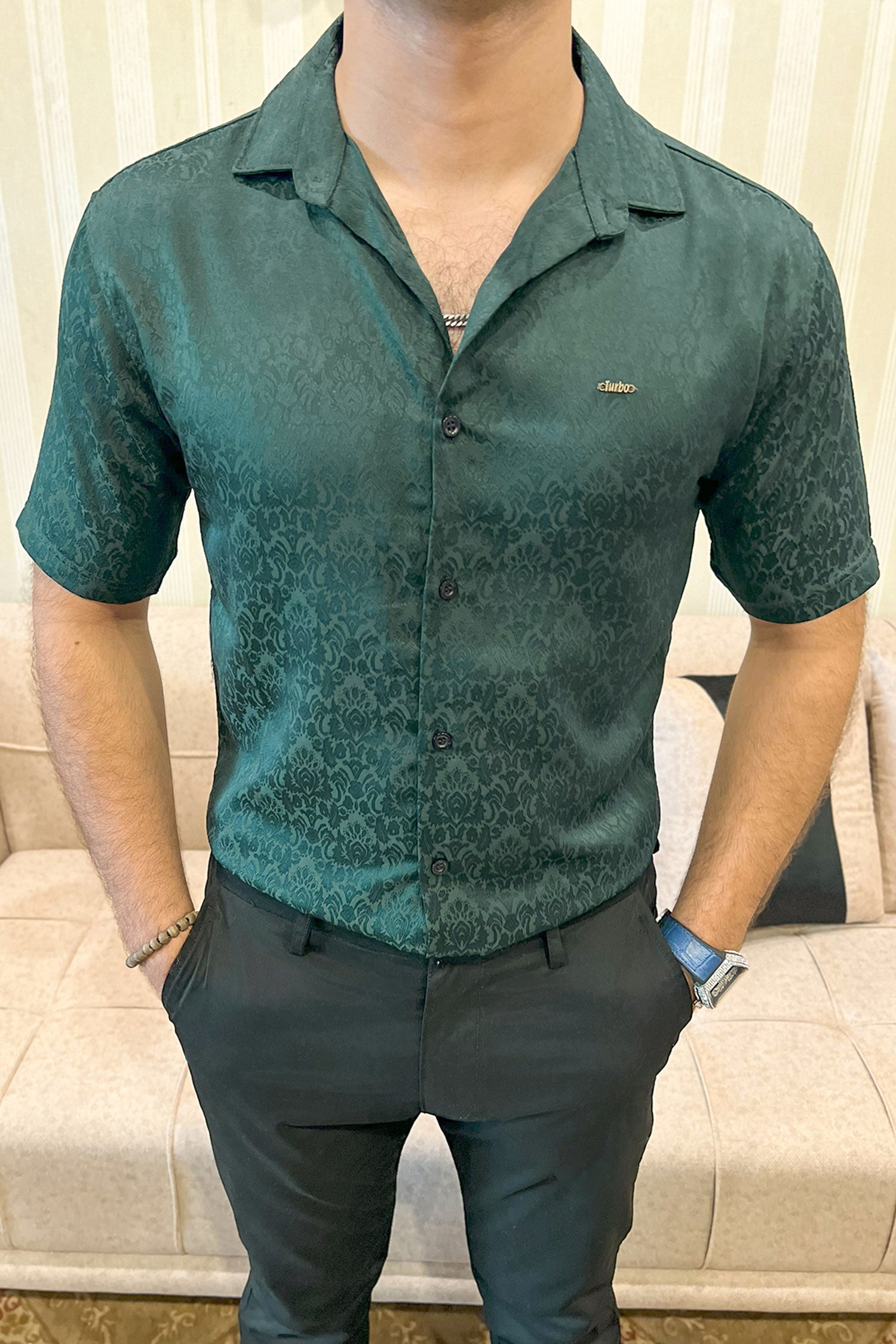 Turbo Designer Motif Floral Casual Shirt