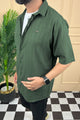 Turbo Minimalist Design Half Sleeve Casual Shirt In Dark Green