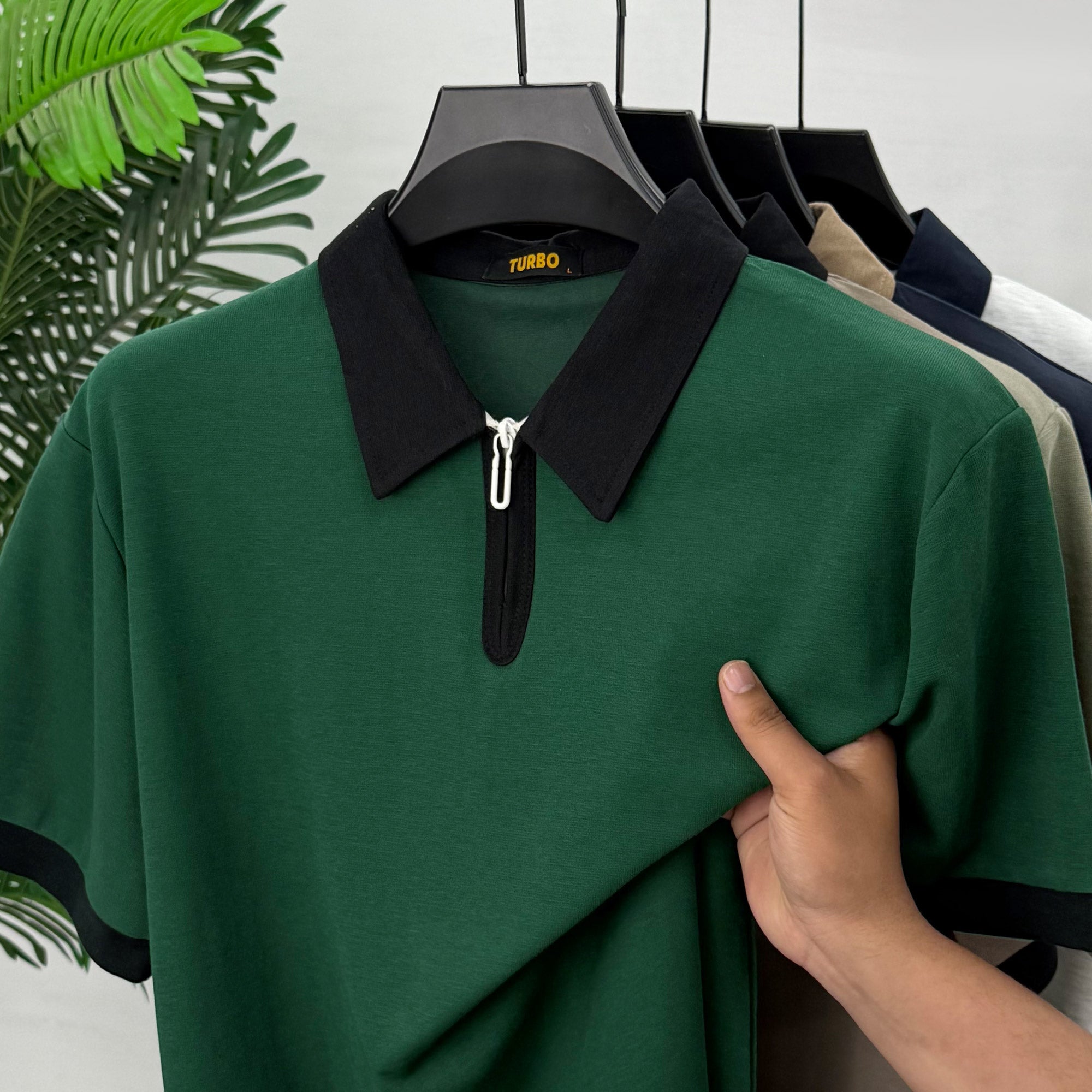 Turbo Zip-Up Neckline Design Men's Polo T-Shirt