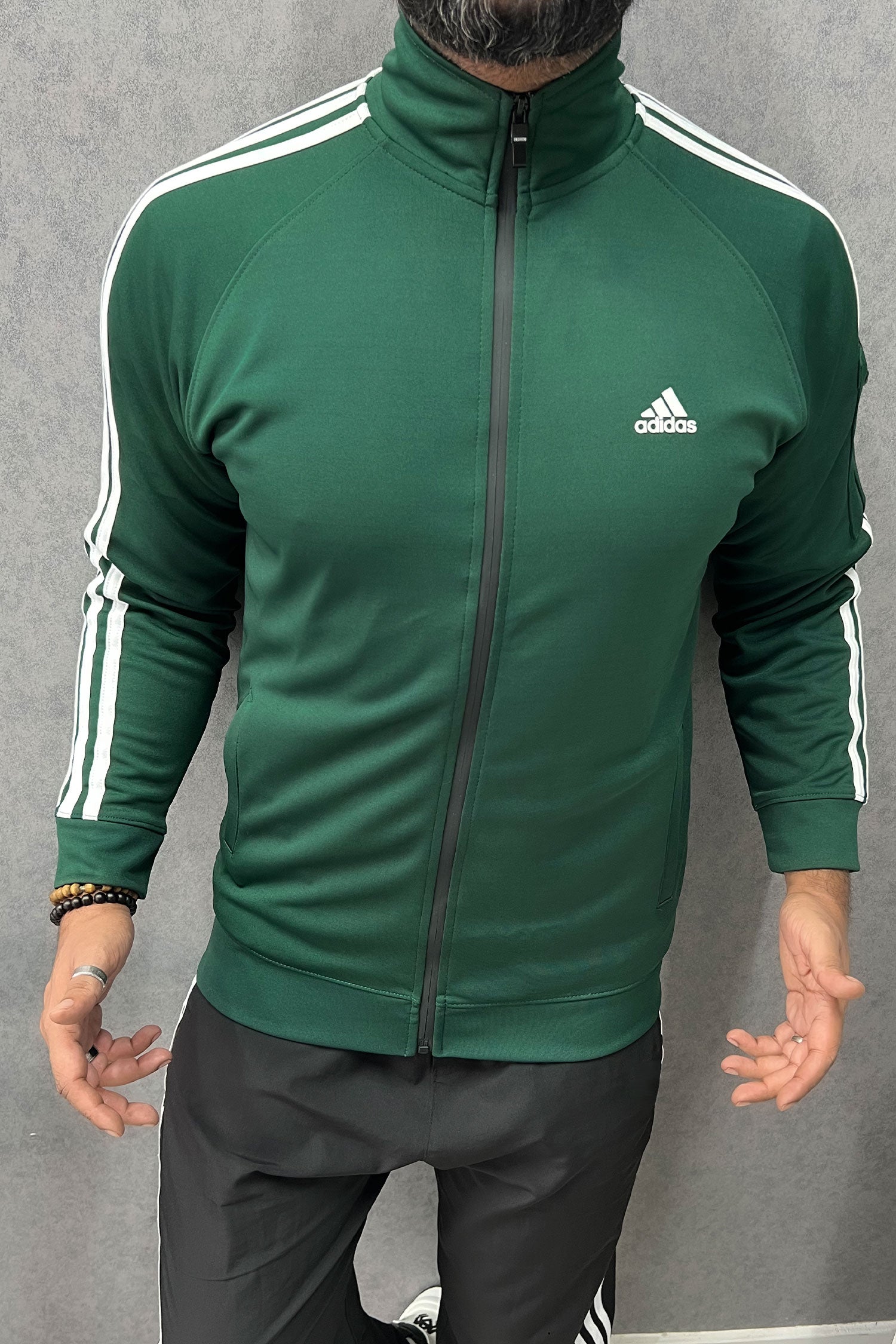 Adds Arm Pocket Style Men Zipper Upper In Green