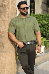 Turbo Endless Cool Embossed Casual Shirt In Green