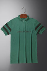 Armni Exchnge A|X Stitch Thread Zip Collar Men's Polo Shirt In Green