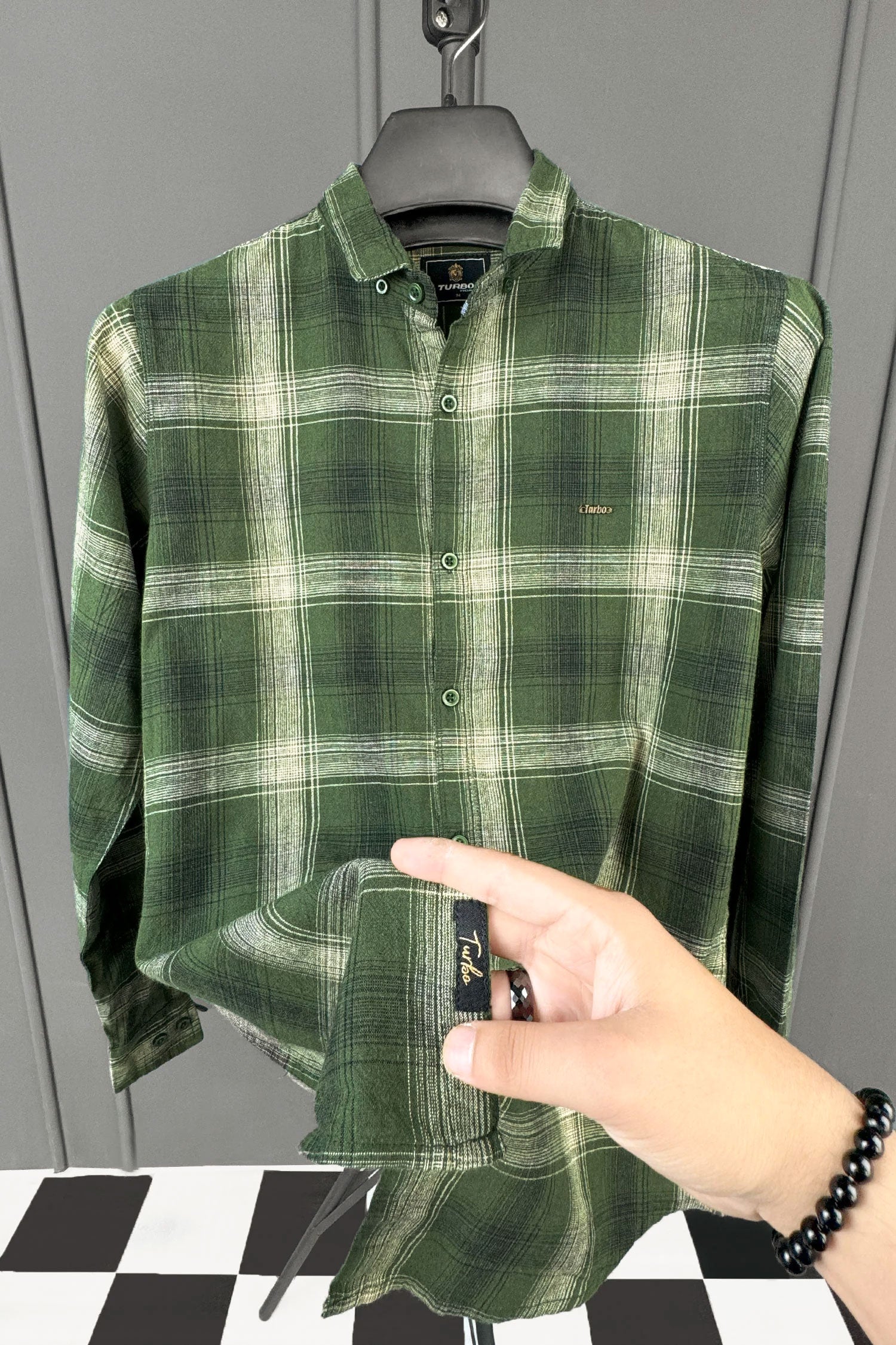 Turbo Tribe Premium Flannel Long Sleeve Cotton Casual Shirt