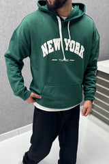 Turbo NY Aplic Print Fleece Hoodie In Green