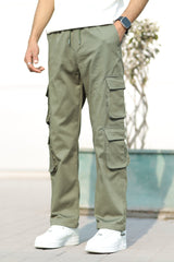 Turbo 8 Pockets Imp Cotton Blend Cargo Trouser In Green