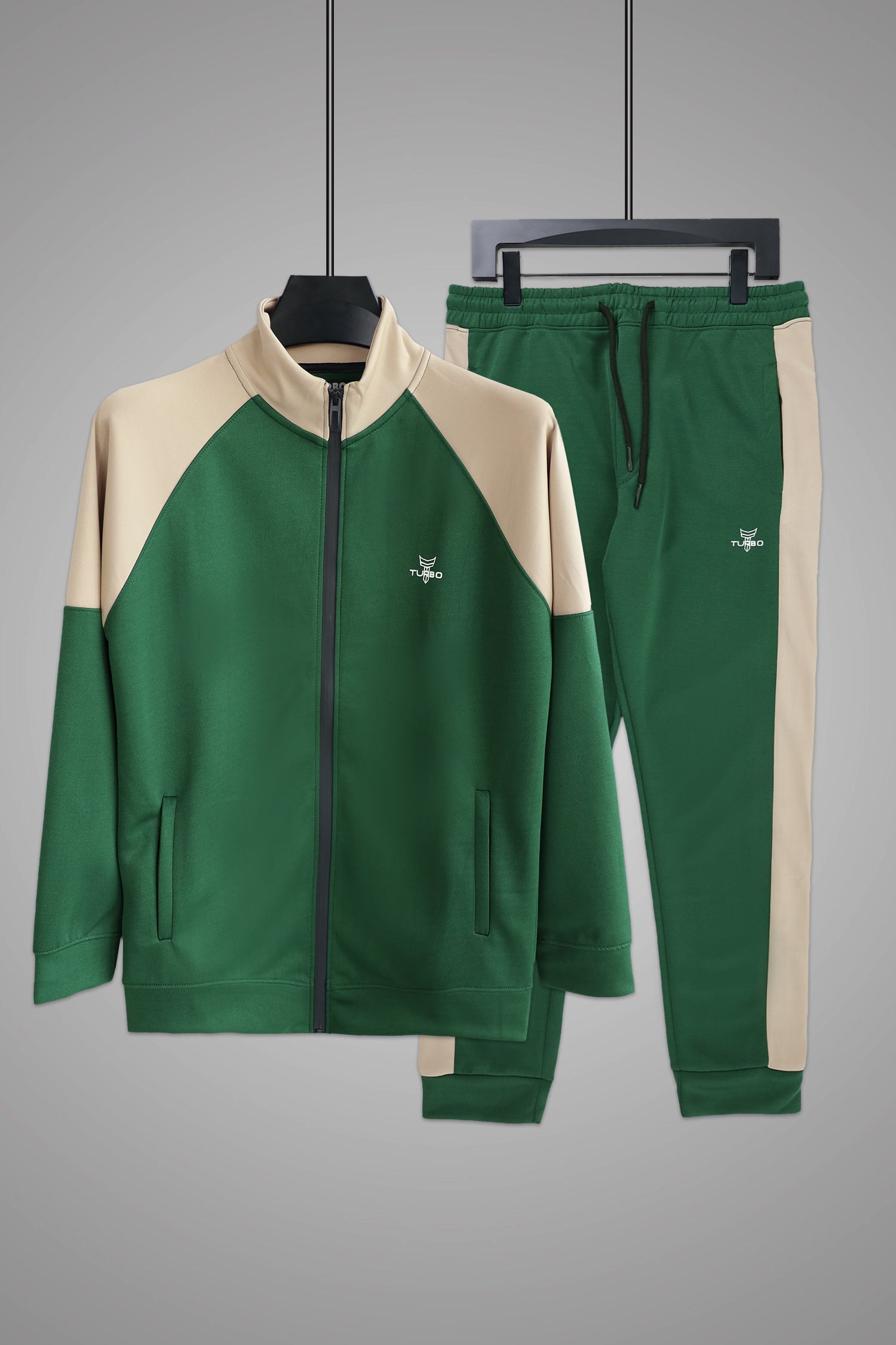 Turbo Raglan Sleeves Panel Moke Neck Zipper Tracksuit