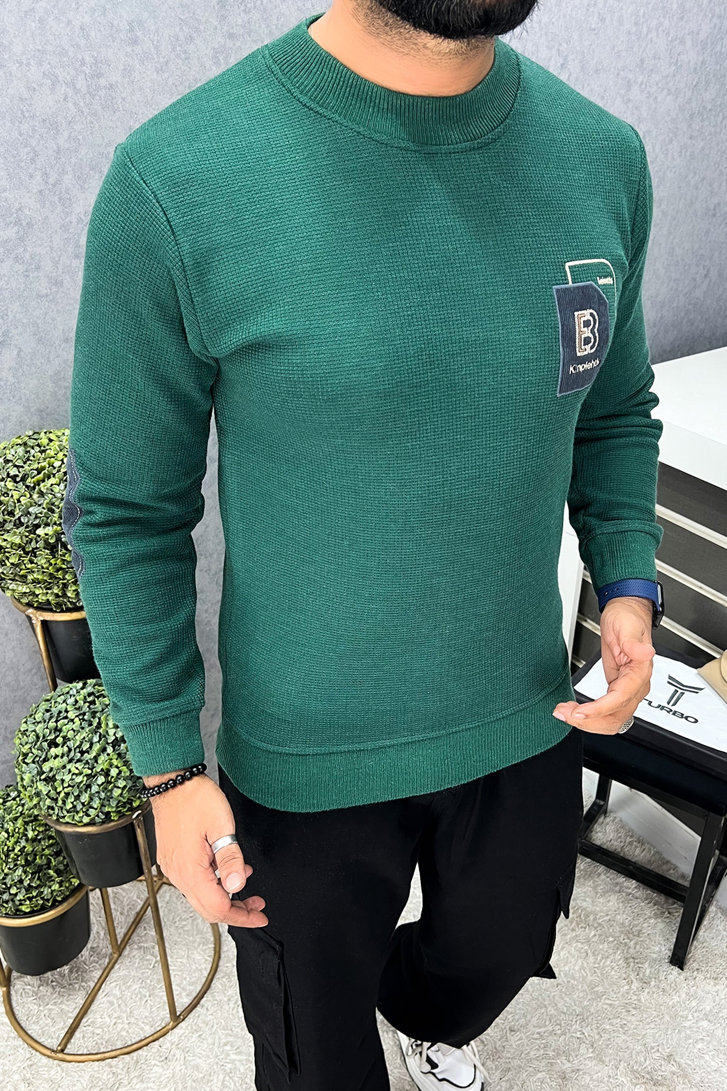 Belent Grip Bottom Round Neck Imported Men's Sweatshirt