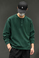 Turbo Basic Henley Imported Round Neck Men's Sweatshirt In Green