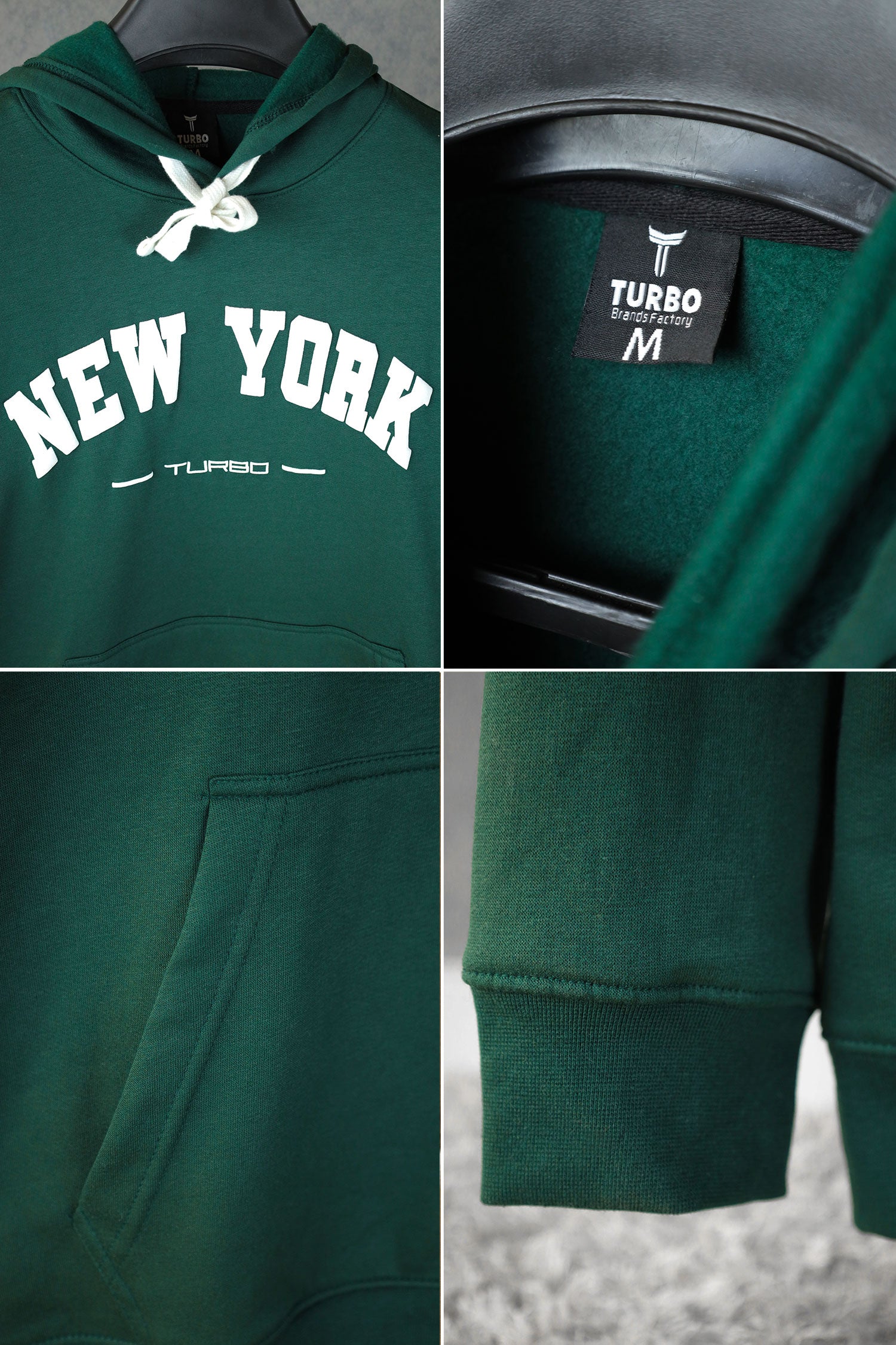 Turbo NY Aplic Print Fleece Hoodie In Green