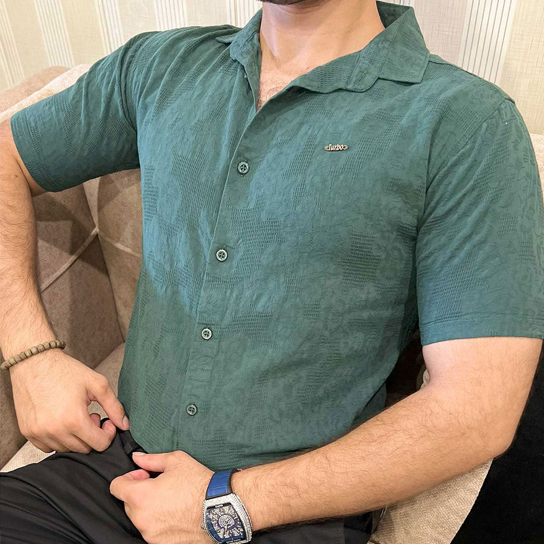 Turbo Artistic Touch Comfort Casual Shirt In Green