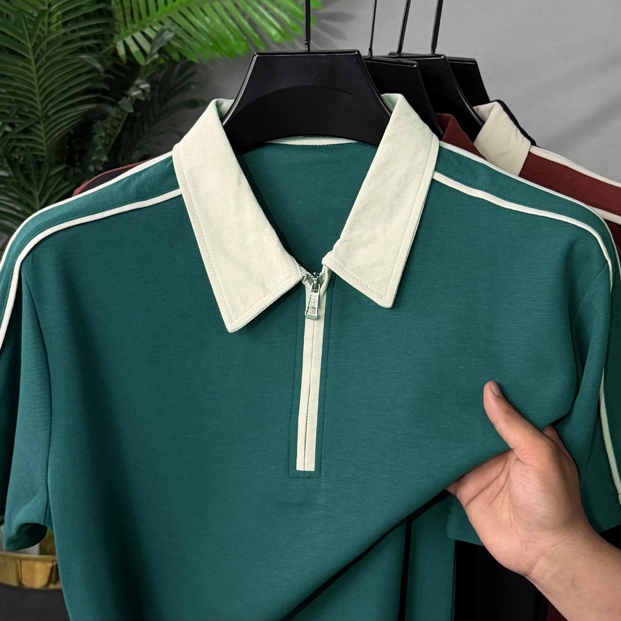 Turbo Short Sleeve Zip-Up Men's Polo Shirt