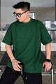 Turbo Front Verticle Stitch Design Men's Tee in Dark Green
