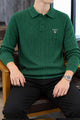 Gnt Cable-Knit Texture Pattern Imported Men's Sweater In Green