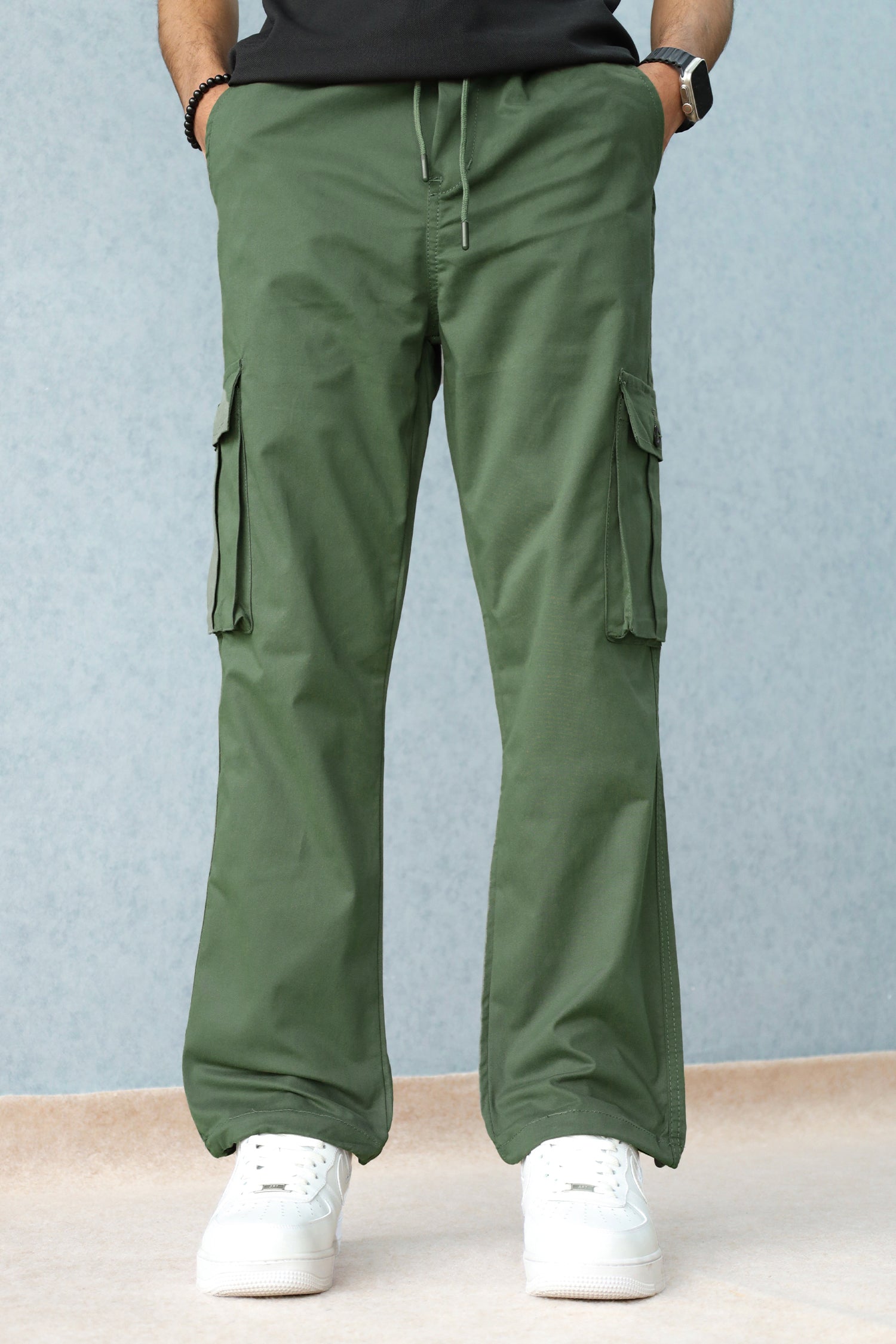 Turbo Loose Bottom Cargo Trouser In Green