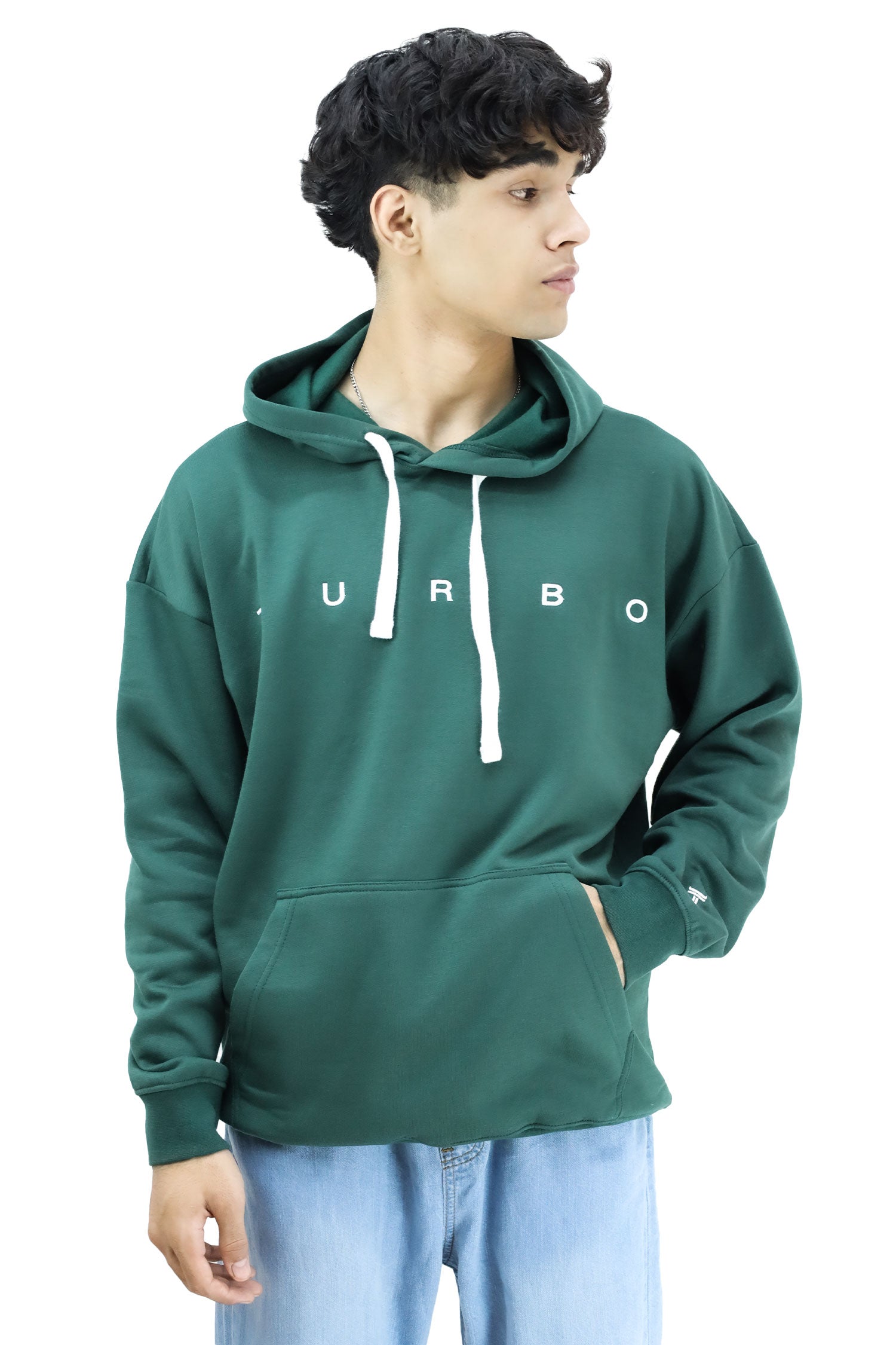 Turbo Embriodered Typography Fleece Hoodie