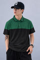 Turbo Color-Blocked Panel Style Men's Polo T-Shirt In Green