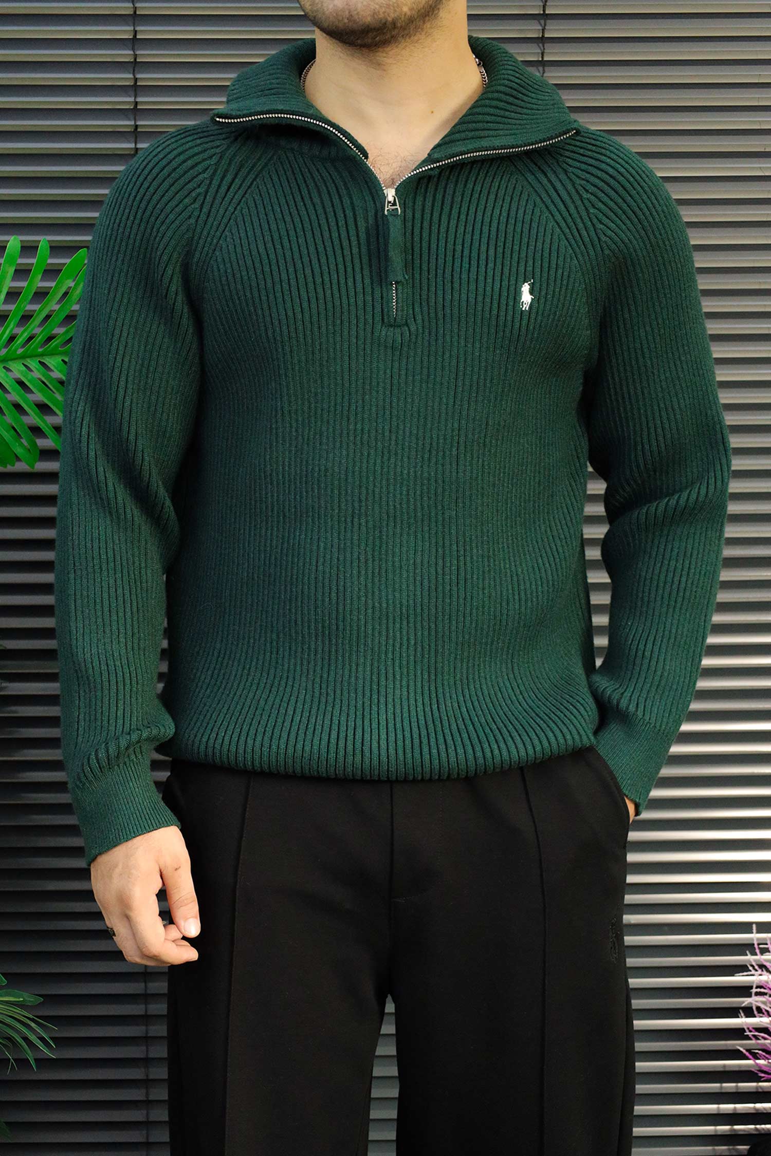 Polo Pony Winter Old Money Pullover Imported Men's Jumper Sweater In Green