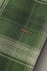 Turbo Tribe Premium Flannel Long Sleeve Cotton Casual Shirt In Olive Green