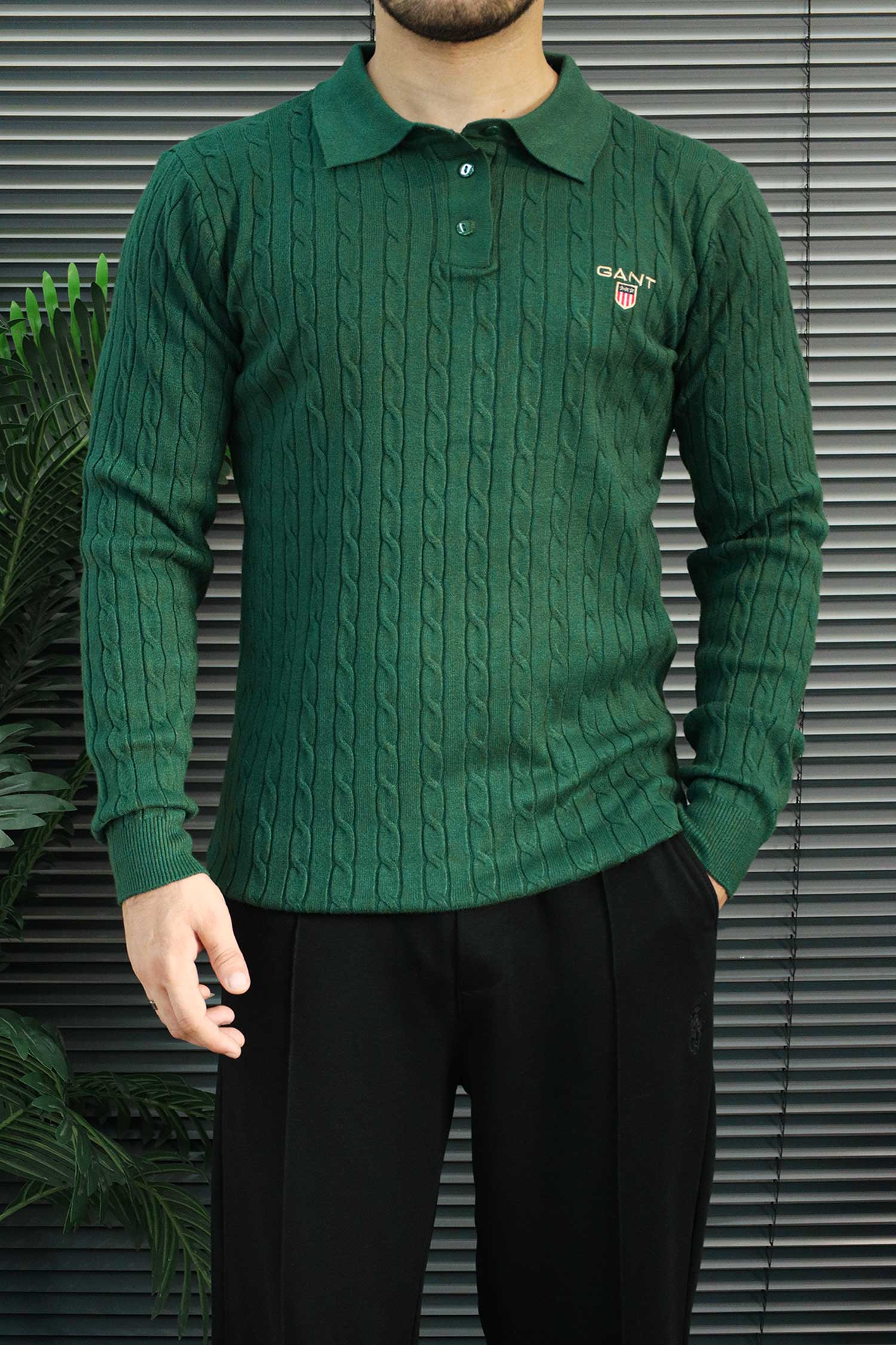 Gnt Cable-Knit Texture Pattern Imported Men's Sweater