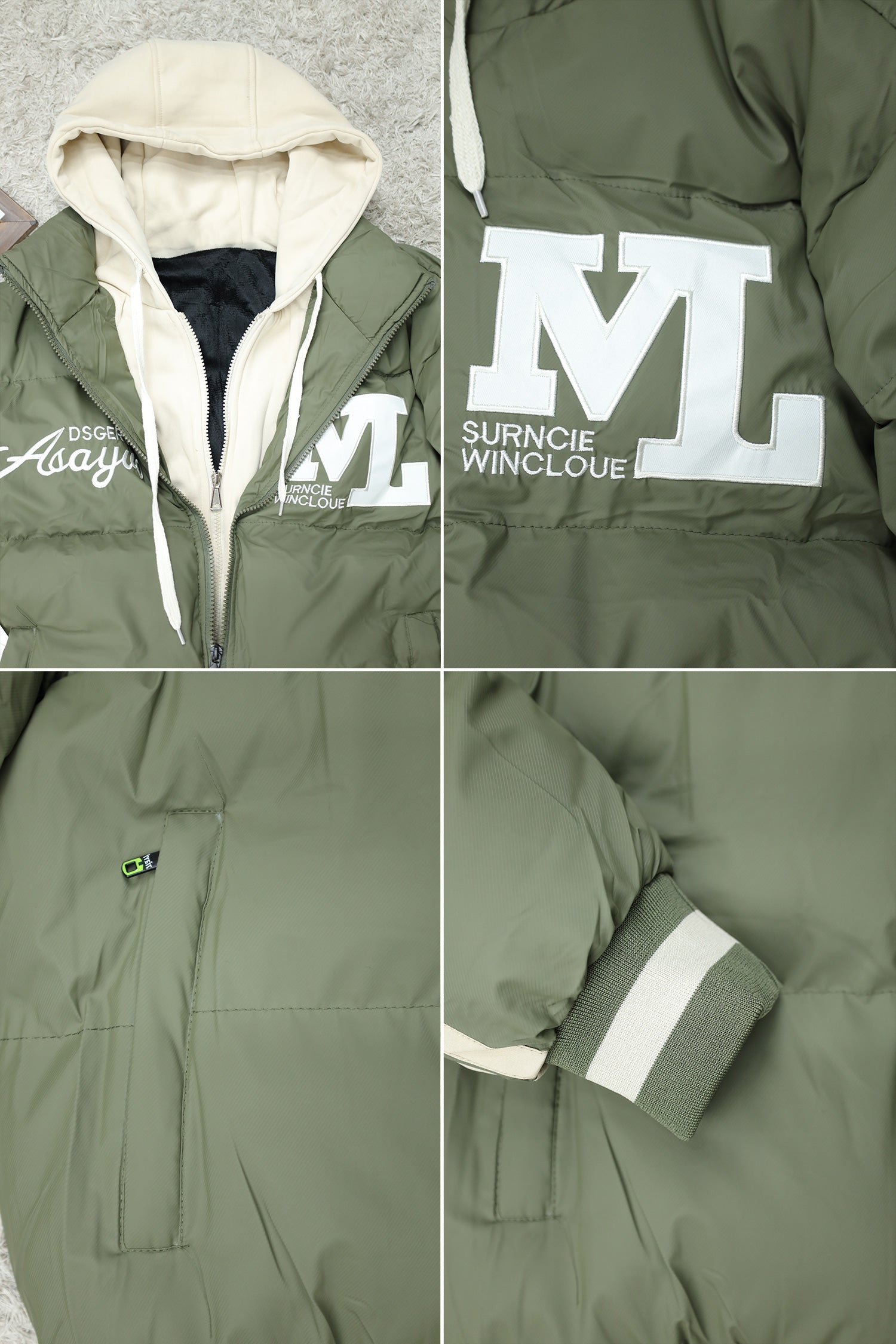 IVL Typography Dual Zip Hooded Imported Puffer Jacket