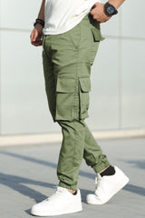 Turbo Cut Style 7 Pocket Style Imp Cotton Cargo Trouser In Green