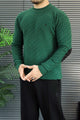 Polo Waffle-Knit Texture Imported Round Neck Men's Sweater
