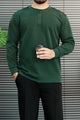 Turbo Basic Henley Imported Round Neck Men's Sweatshirt In Green