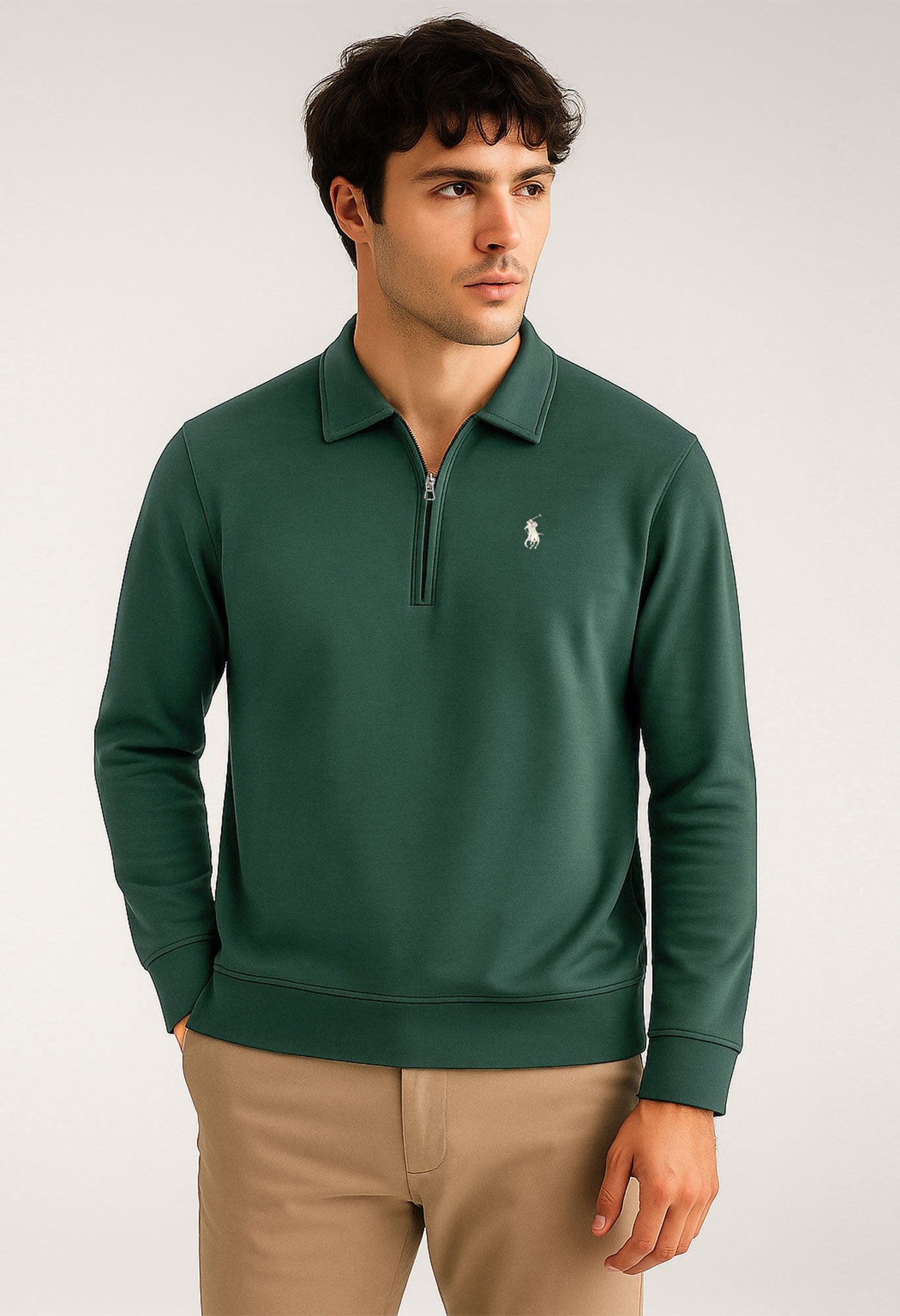 Turbo Stylish Half-Zip Collared Men's Sweatshirt