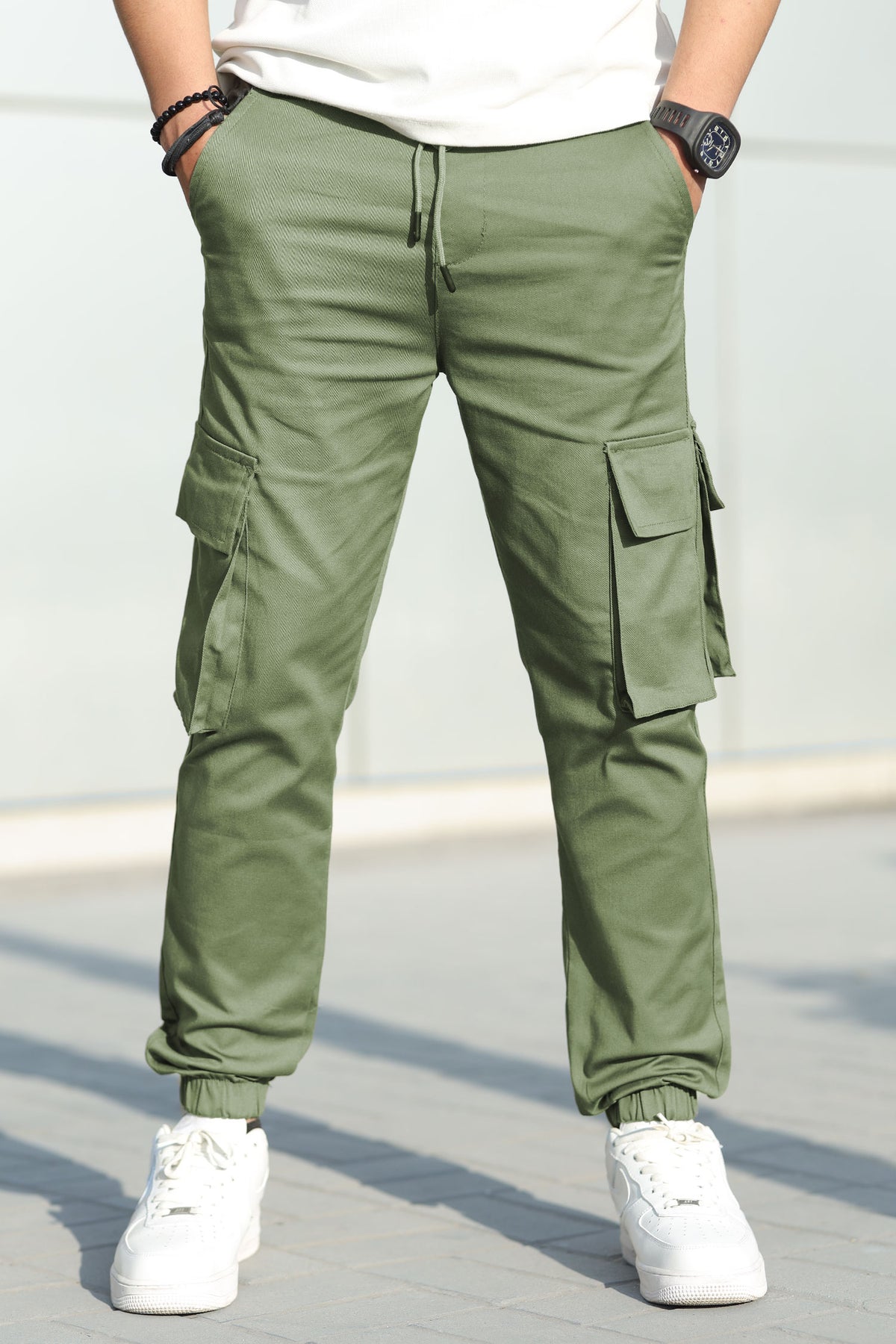 Turbo Cut Style 7 Pocket Style Imp Cotton Cargo Trouser In Green