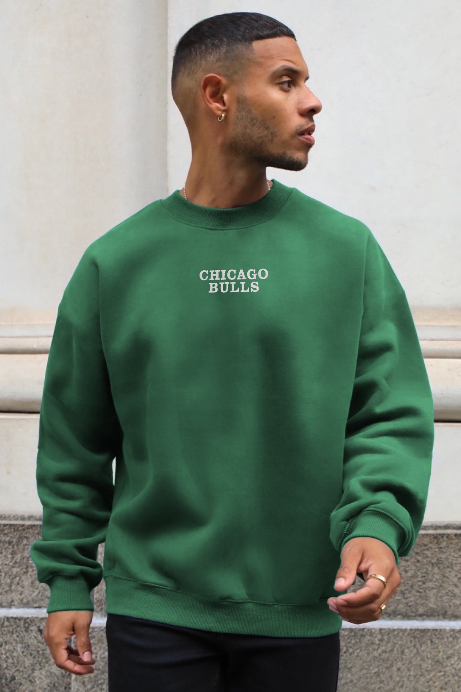 Chcago NY Crew Neck Full Sleeves Men's Sweatshirt In Camo Green