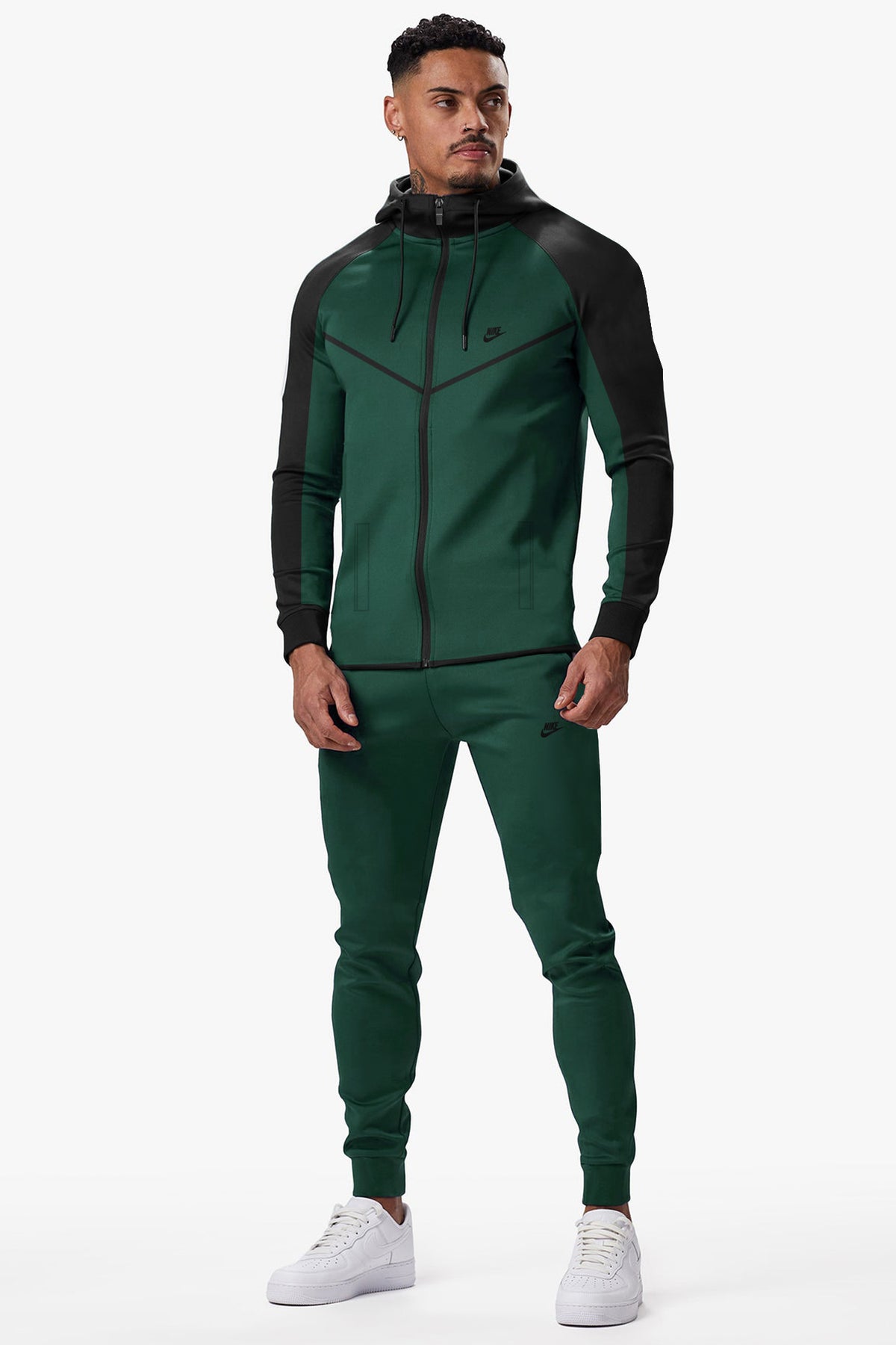 Nke Relaxed Feel Contrast Tone Fine Interlock Men Zipper Tracksuit