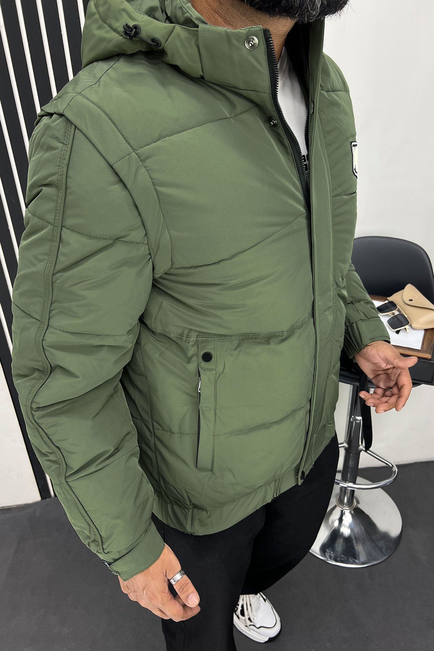 Mkt Removable Sleeves Imported Puffer Jacket