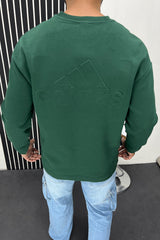 Adds Plain Full Sleeves Men's Sweatshirt In Green