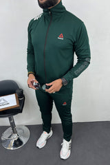 Reebk Ufc Mock Neck Fine Interlock Men Zipper Tracksuit In Green