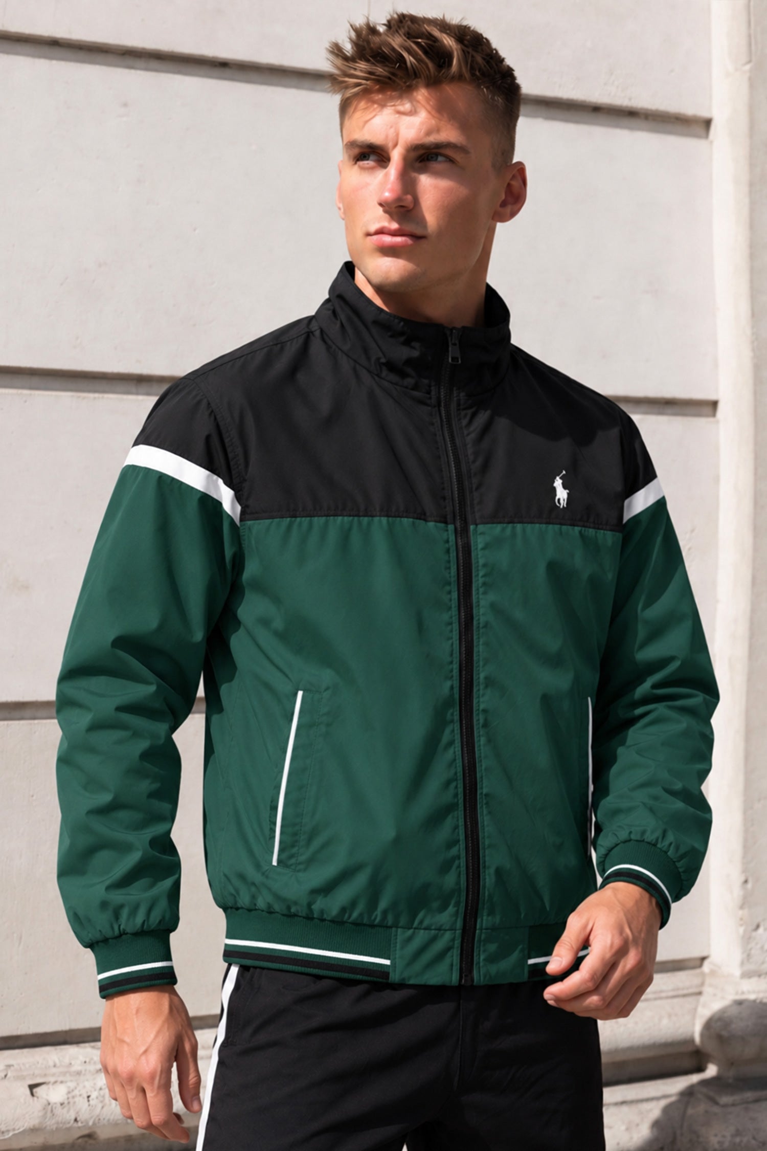 Polo Sporty Water-Repellent Imp Men Sports Jacket In Green
