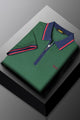 Turbo Record Zip Collar-Block Men's Polo Shirt In Green