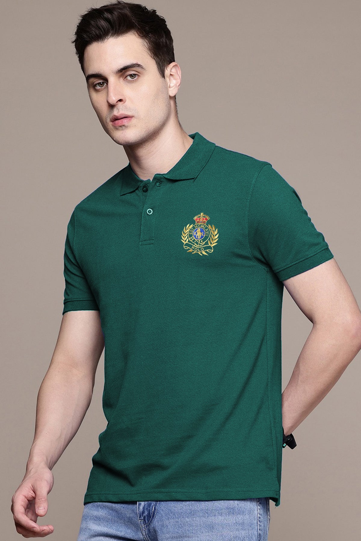 Rph Lren Polo Crest Badge Men's Polo Shirt